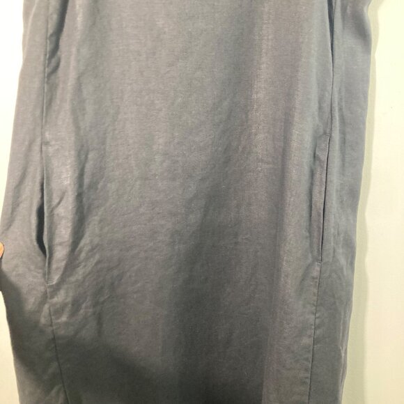 Womens Eileen Fisher Organic Linen Square Neck Midi Dress Black XXS Pockets - Picture 5 of 10